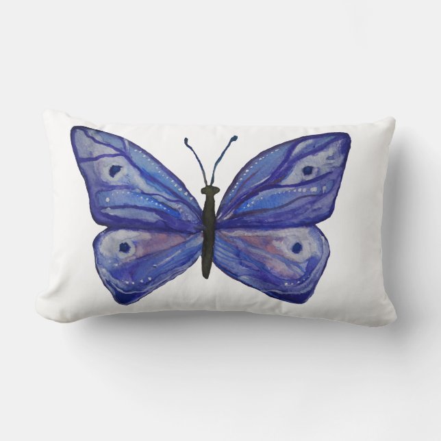 Blue Butterfly Art lLumbar Pillow 33 cm x 53 cm (Front)