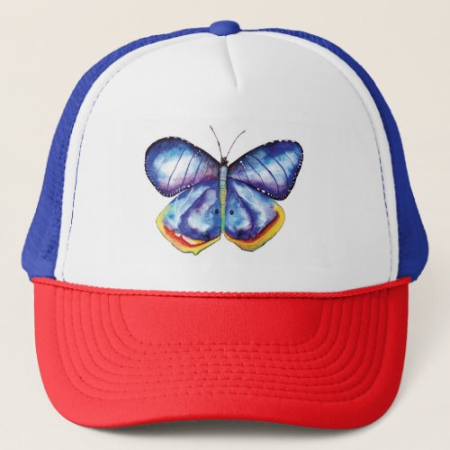 Blue Butterfly Art Painting Trucker Hat