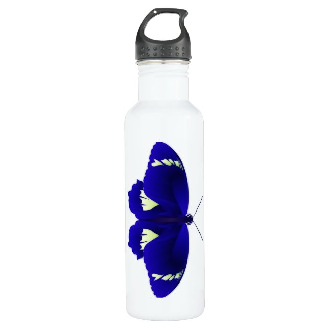 Blue Butterfly Art Stainless Steel Water Bottle (Front)