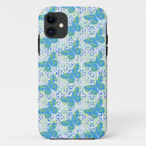 Blue Butterfly Art Vintage Style Phone Case