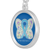 Blue Butterfly Awareness Ribbon Jewelry Necklace (Front Right)