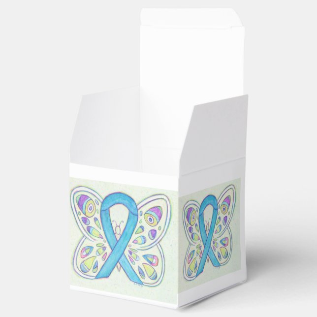 Blue Butterfly Awareness Ribbon Take Out Favor Box (Opened)