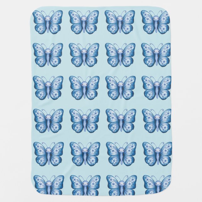 Blue Butterfly Baby Blanket (Front)