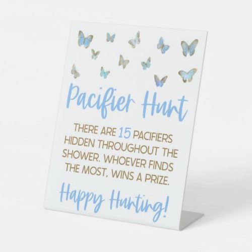 Blue Butterfly Baby Shower Pacifier Hunt Game