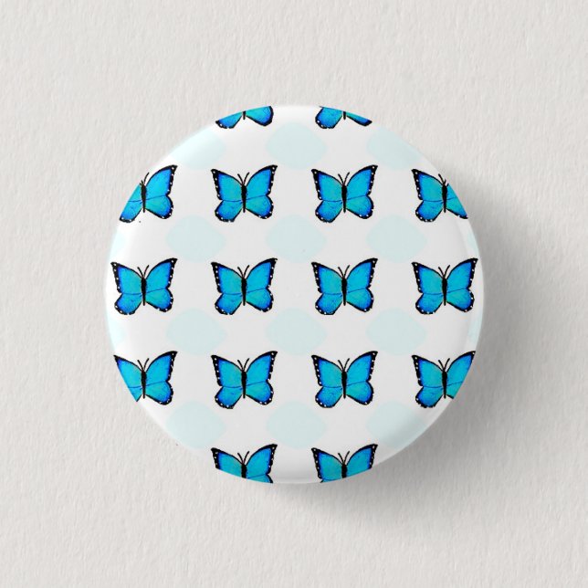 Blue Butterfly Badge Button (Front)