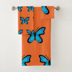 Blue Butterfly Bath Towel Set