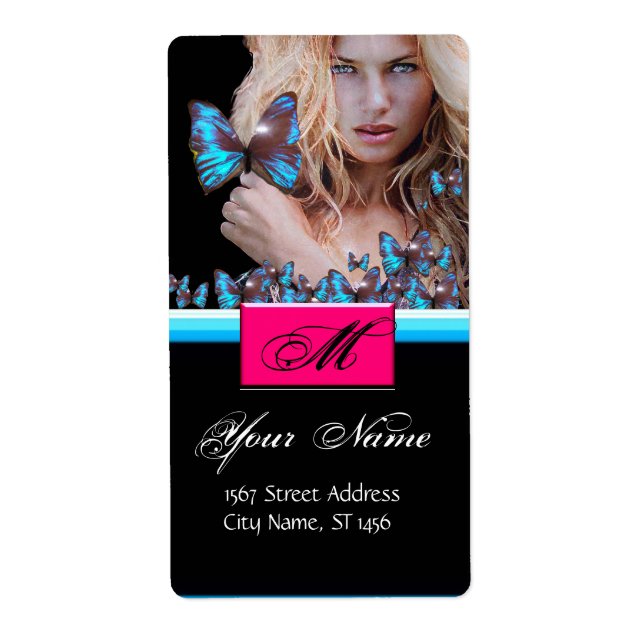 BLUE BUTTERFLY  BEAUTY, MAKEUP ARTIST Monogram Label (Front)