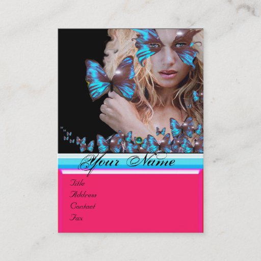Customizable BLUE BUTTERFLY BEAUTY SALON,MAKEUP ARTIST monogram Business Cards