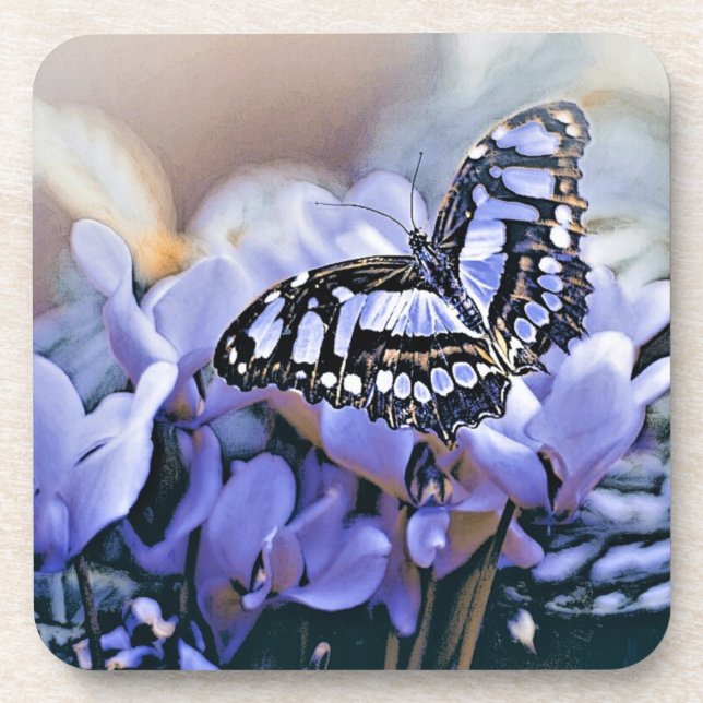 Blue Butterfly Beverage Coaster (Front)