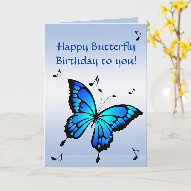 Blue Butterfly Birthday Card