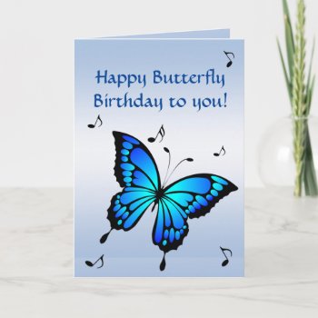 Blue Butterfly Birthday Card by Bebops at Zazzle