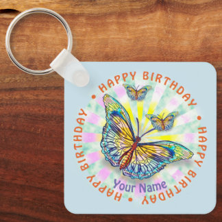 Blue Butterfly Birthday keychains