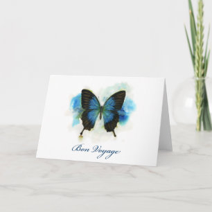 Blue Butterfly Bon Voyage Stationery Note Card