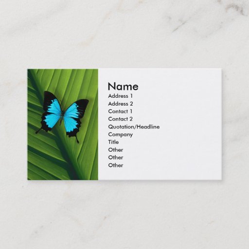 Customizable Blue Butterfly Business Card Template