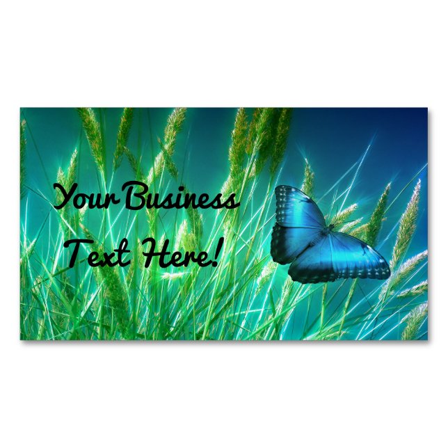 Blue Butterfly Business Card Magnet (Front)