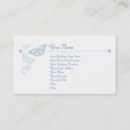 Customizable Blue Butterfly Business Cards