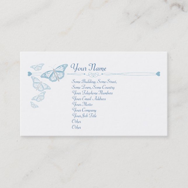 Blue Butterfly Business Cards (Front)
