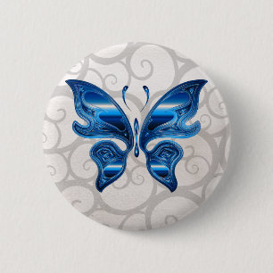 Blue butterfly button