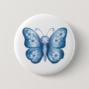 Blue Butterfly Button