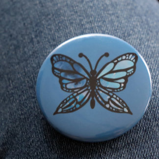 Blue Butterfly Button