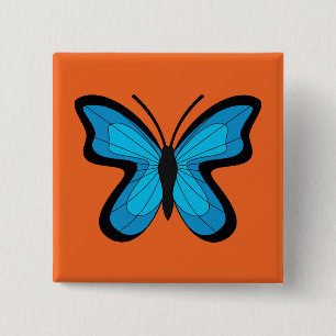 Blue Butterfly Button