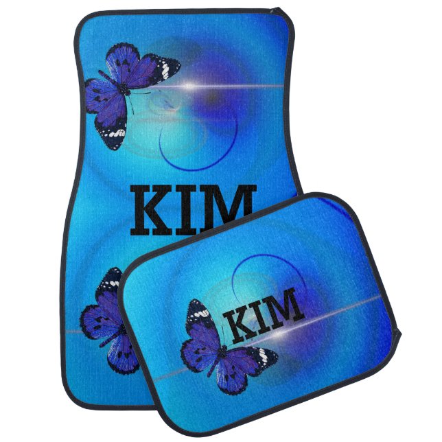 Blue Butterfly Car Floor Mat (Set)