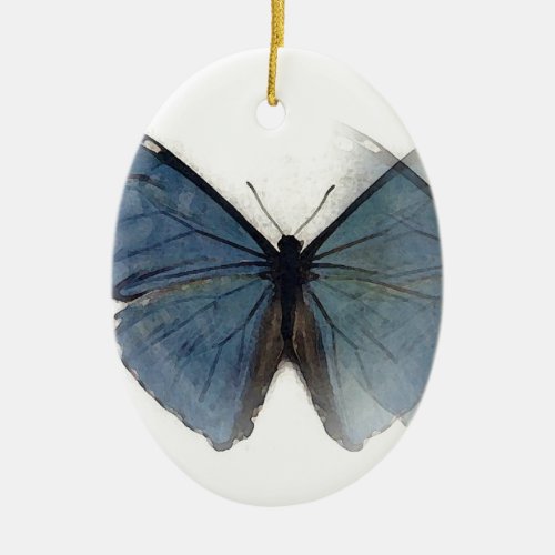 Blue Butterfly Ceramic Ornament