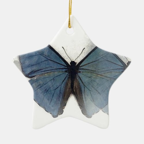 Blue Butterfly Ceramic Ornament
