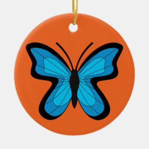 Blue Butterfly Ceramic Ornament
