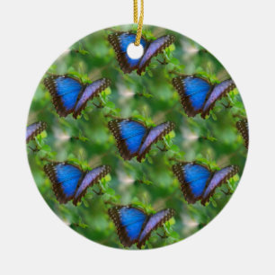 Blue Butterfly Ceramic Ornament