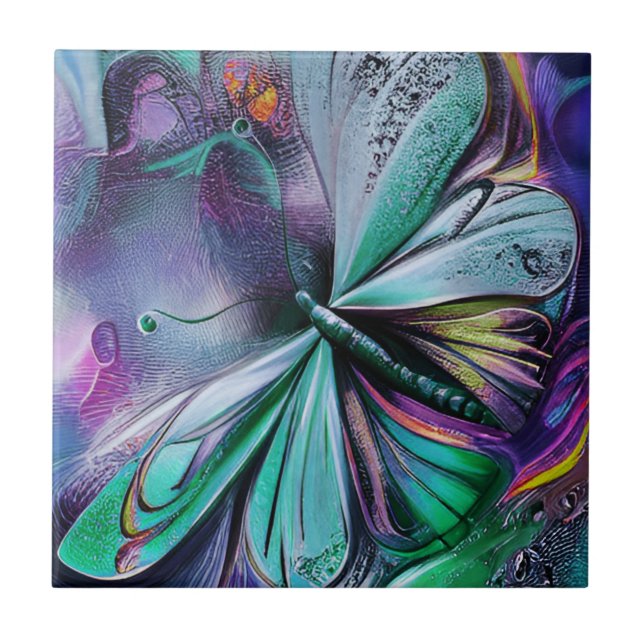 Blue Butterfly Ceramic Tile (Front)