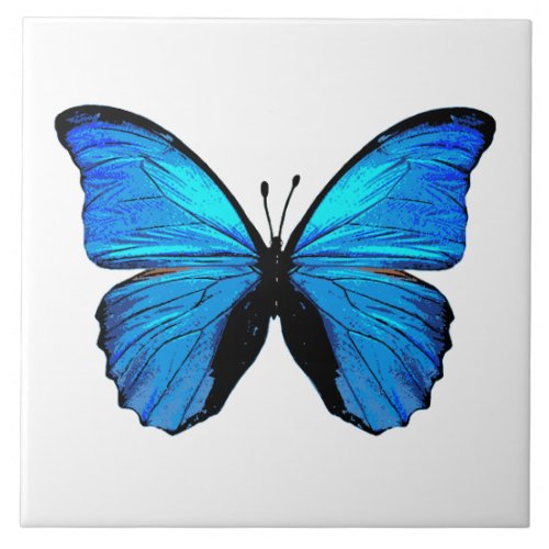Blue butterfly ceramic tile