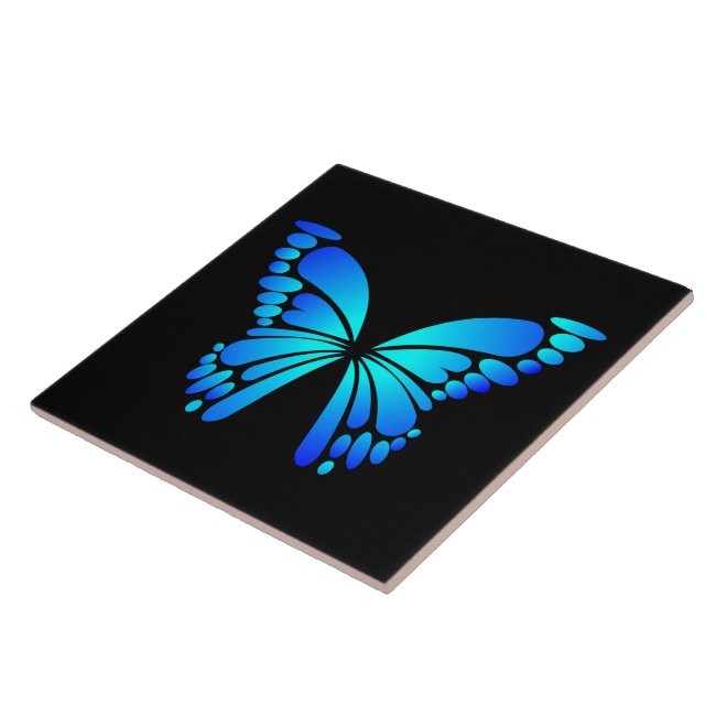 Blue Butterfly Ceramic Tile