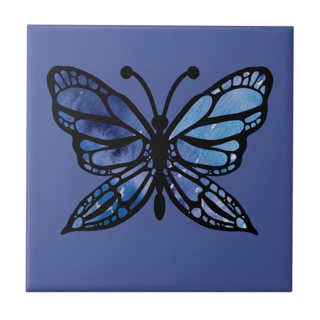 Blue Butterfly Ceramic Tile (Front)