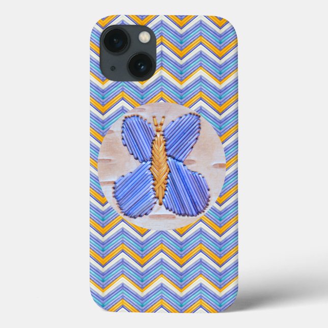 Blue Butterfly Chevron Case-Mate iPhone Case (Back)
