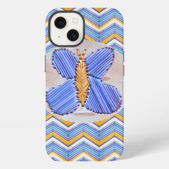 Blue Butterfly Chevron Iphone Case (Back)
