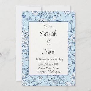 Blue Butterfly Chinoiserie Wedding Invitation