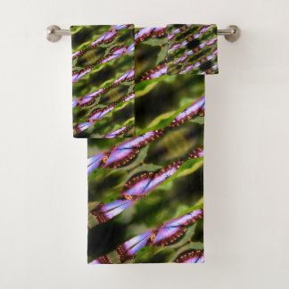 Blue Butterfly Close Up Nature Pattern     Bath Towel Set