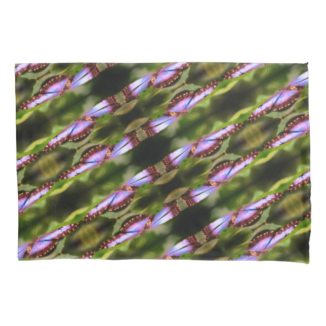 Blue Butterfly Close Up Nature Pattern Pillow Case (Front)
