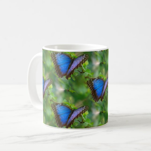 Blue Butterfly Coffee Mug (Front Left)