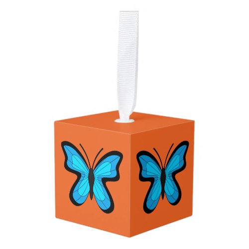 Blue Butterfly Cube Ornament