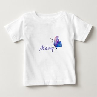 Blue Butterfly Custom Name  Jersey T-Shirt
