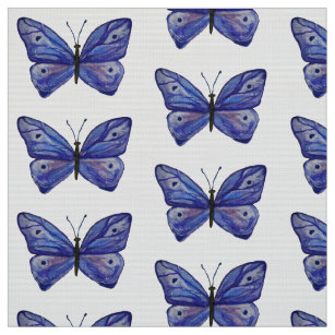 Blue Butterfly Custom Polyester Poplin Fabric