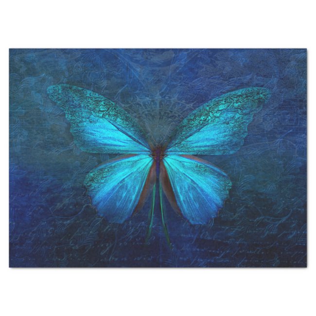 Blue Butterfly Decoupage Tissue Paper