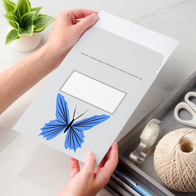 Blue Butterfly Design Any Colour Background Envelope Mailers (Desk)