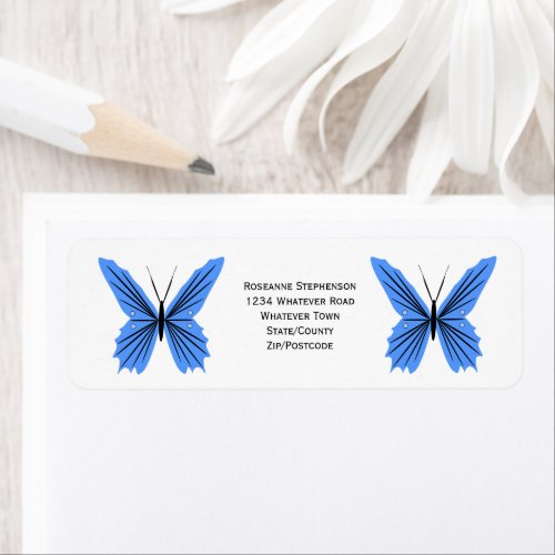 Blue Butterfly Design Label