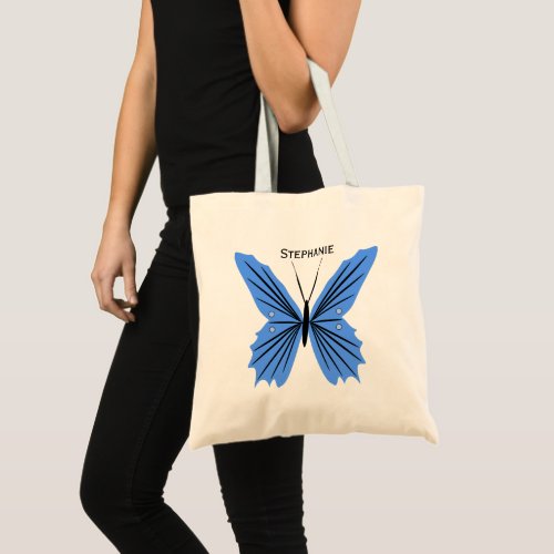 Blue Butterfly Design Tote Bag