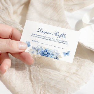 Blue Butterfly Diaper Raffle Boy Baby Shower Enclosure Card