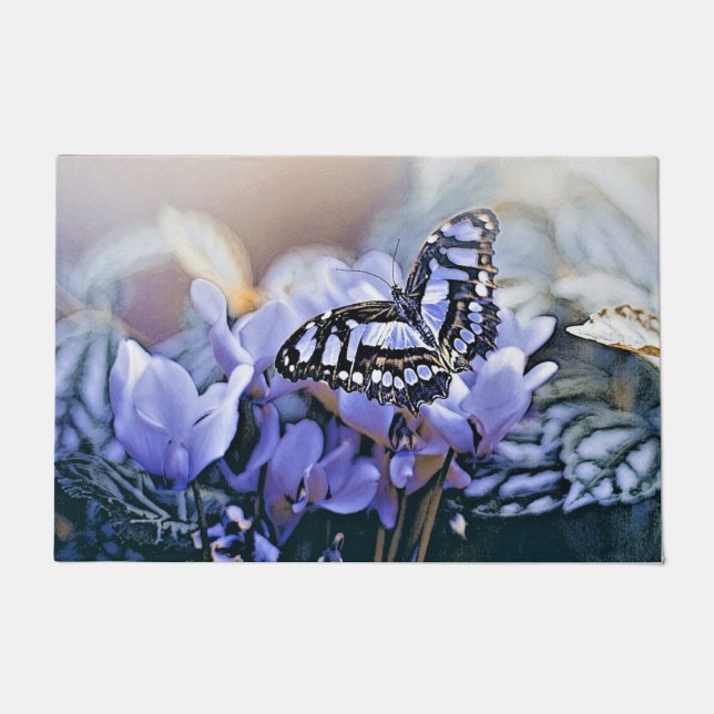 Blue Butterfly Doormat (Front)