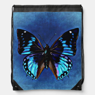 Blue Butterfly Drawstring Backpack